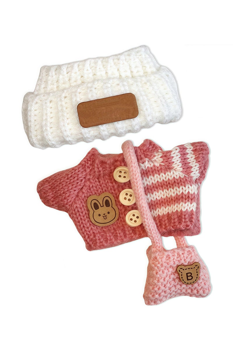 ملابس لابوبو الأنيقة لدمية (بدون دمية) - طقم كروشيه مصنوع يدويًا مكون من 3 قطع لدمية 17 سم، ملابس لابوبو مميزة مع إكسسوارات - Image 1