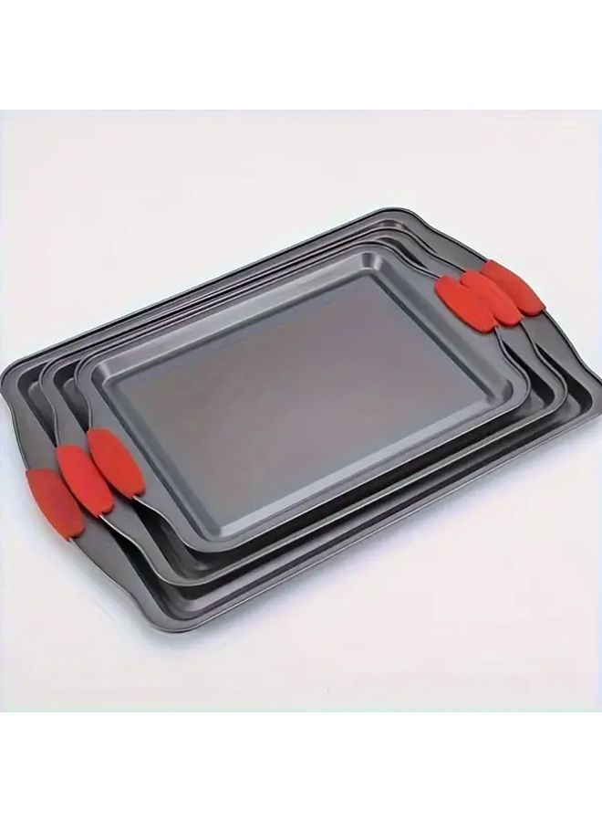 Baking Tray With Silicone Handles For Bread Cakes And Cookies Heat Resistant Durable Non Electric Size S - Image 1