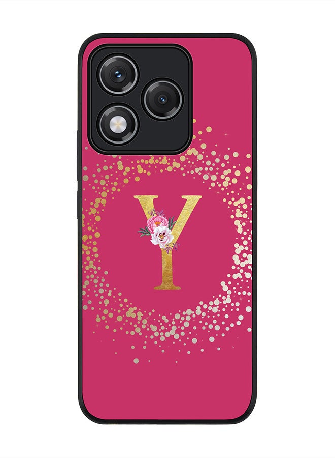 Stylizedd For Honor 400 Lite Case,Slim fit Camera Protection, Shockproof Thin Phone cover  - Custom Monogram Floral - Y ( Deep Pink )