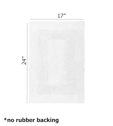 Cotton Craft 2 Piece Reversible Step Out Bath Mat Rug Set 17x24 White, 100% Pure Cotton, Super Soft, Plush & Absorbent, Hand Tufted Heavy Weight Construction, Full Reversible, Rug Pad Recommended - Image 3