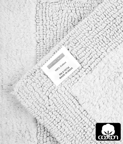 Cotton Craft 2 Piece Reversible Step Out Bath Mat Rug Set 17x24 White, 100% Pure Cotton, Super Soft, Plush & Absorbent, Hand Tufted Heavy Weight Construction, Full Reversible, Rug Pad Recommended - Image 5