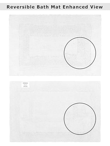 Cotton Craft 2 Piece Reversible Step Out Bath Mat Rug Set 17x24 White, 100% Pure Cotton, Super Soft, Plush & Absorbent, Hand Tufted Heavy Weight Construction, Full Reversible, Rug Pad Recommended - Image 4
