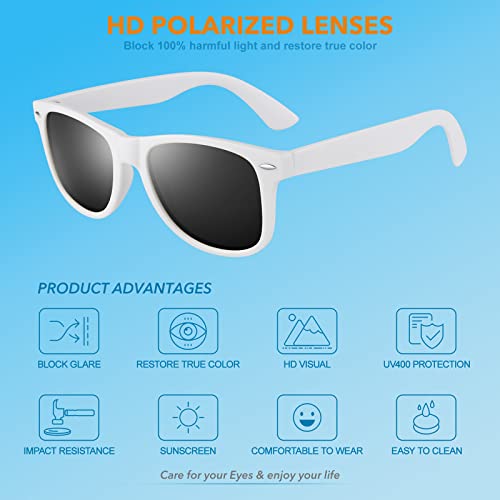 LINVO Polarized Sunglasses for Men Women Driving Sun glasses Shades 80's Retro Style Design Square - Image 3