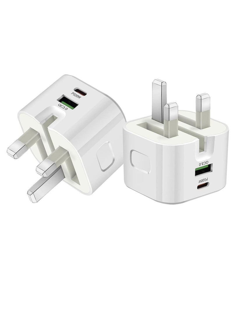 Jmary JMARY 25W USB-C Dual Port Charger, Foldable Plug Wall Charger, Infino Travel Adapter, PD TYPE C+USB Quick Charge 3.0 - compatible with iPhone 12/13/14, Samsung, Huawei, iPad, Google Pixel - Image 2