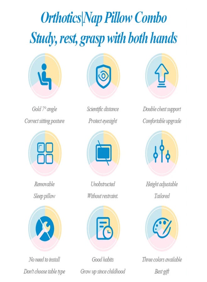 tenwin Sitting Posture Corrector for Child Reading and Writing Bracket Myopia Protector Trainer Adjustable Height and Soft Pad Supportive Eyesight with Nap Pillow Functions Suitable for Adult - Image 5