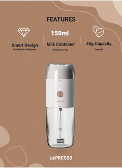 2 in 1 Portable Milk Frother and Coffee Grinder 150mL 45W - White - pzsku/ZD57A7FDBBC0BF07164A7Z/45/_/1719397274/e8c6a689-e160-4c0a-ac09-bfcf70b088d6