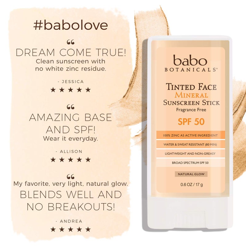 Babo Botanicals Daily Sheer Mineral Tinted Sunscreen Stick SPF50 - Natural Zinc Oxide - For Face - For all ages - EWG Verified - Water Resistant - Fragrance-Free - Image 4