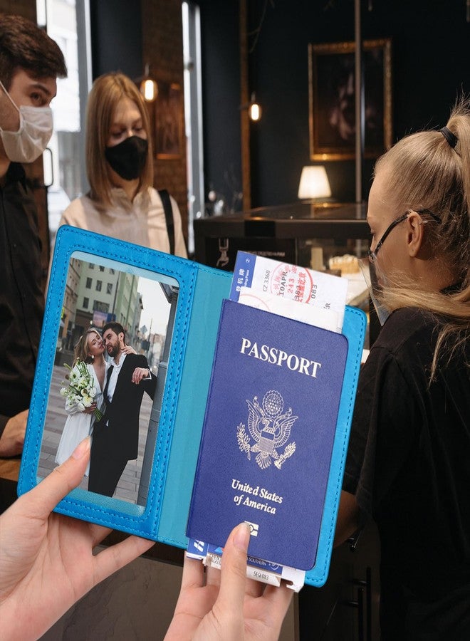 Herain Sky Blue & Red Passport Holder Wallet Cover Case for Family Women Men, Cruise Essentials Travel Must Haves Passport Book Protector - Image 3