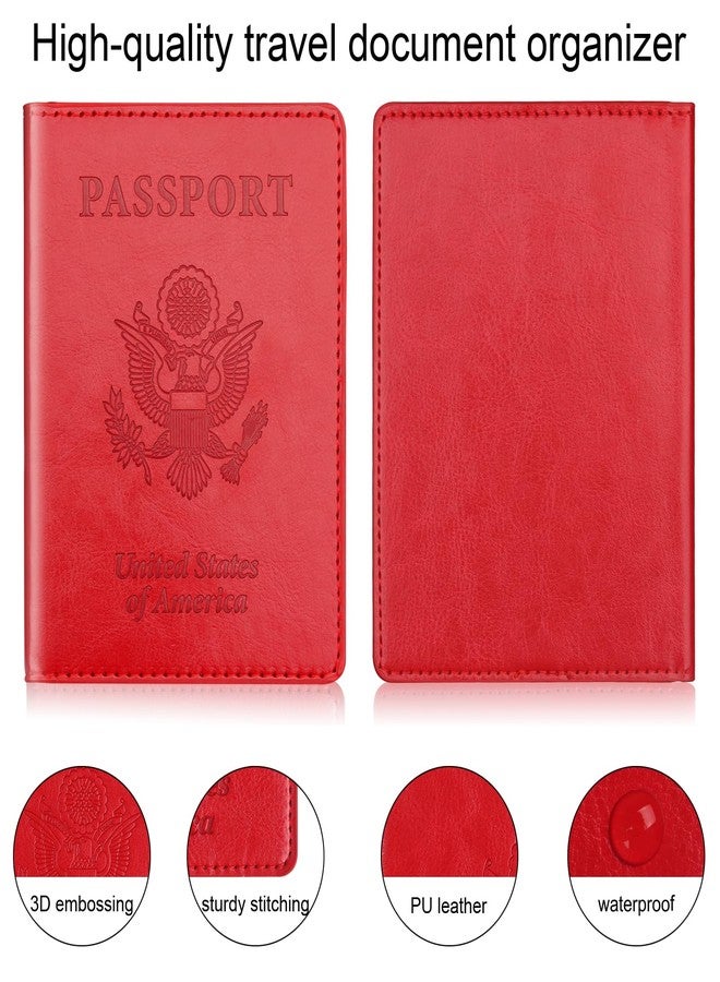 Herain Sky Blue & Red Passport Holder Wallet Cover Case for Family Women Men, Cruise Essentials Travel Must Haves Passport Book Protector - Image 4