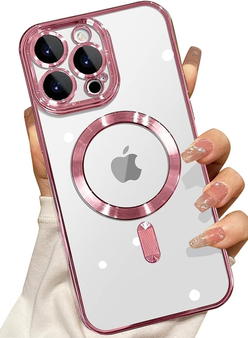 ZIPFORCE for iPhone 16 Pro MagSafe Case with Camera Lens Protector,Full Protection Clear Magnetic Case Compatible with MagSafe Elegant Anti-Scratch Case Cover, Shockproof Bulid-in corner for iPhone 16 Pro Pink - Image 1