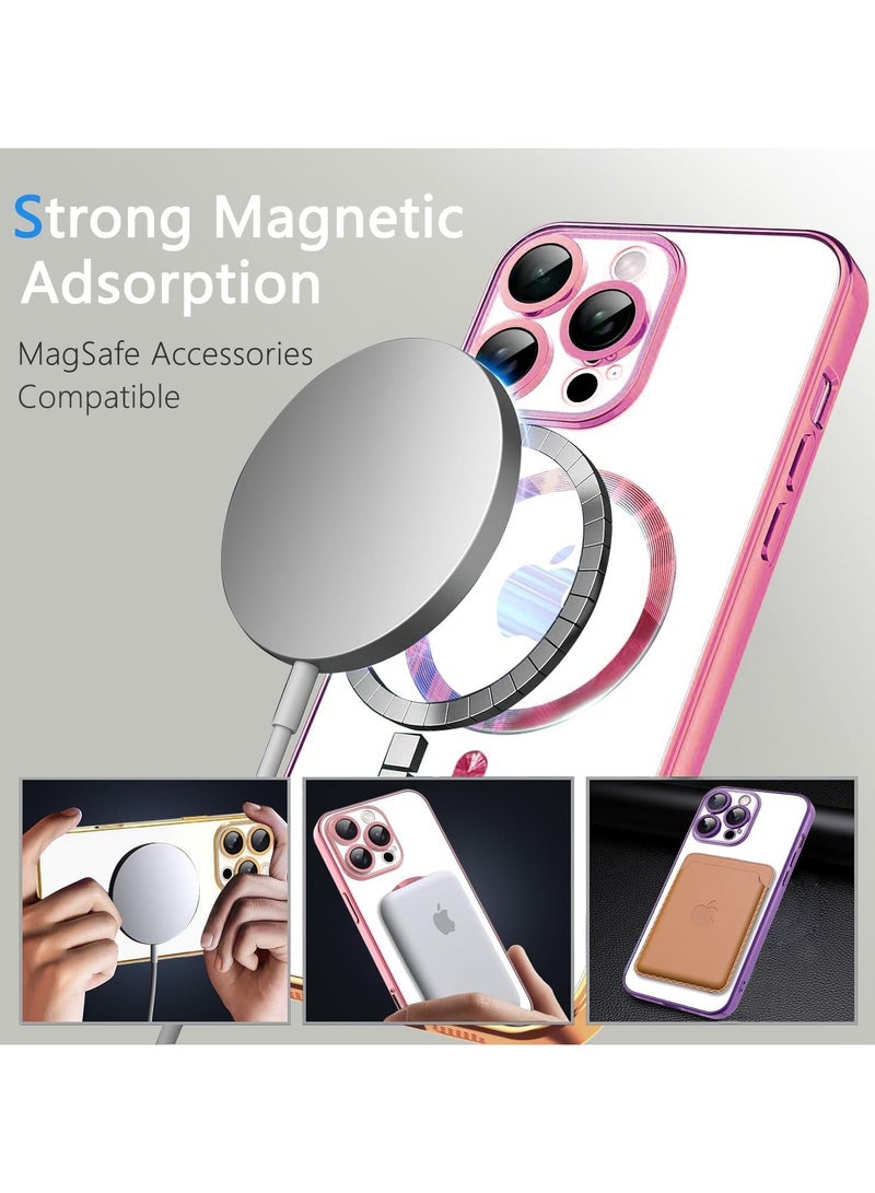 ZIPFORCE for iPhone 16 Pro MagSafe Case with Camera Lens Protector,Full Protection Clear Magnetic Case Compatible with MagSafe Elegant Anti-Scratch Case Cover, Shockproof Bulid-in corner for iPhone 16 Pro Pink - Image 3