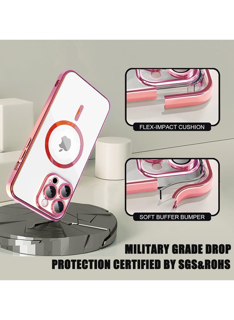 ZIPFORCE for iPhone 16 Pro MagSafe Case with Camera Lens Protector,Full Protection Clear Magnetic Case Compatible with MagSafe Elegant Anti-Scratch Case Cover, Shockproof Bulid-in corner for iPhone 16 Pro Pink - Image 4