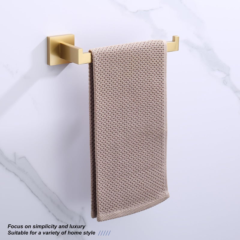 TASTOS Premium Stainless Steel Hand Towel Holder  Square Hand Towel Ring Heavy Duty Wall Mounted Modern Hand Towel Bar for Bathroom Kitchen  Brushed Gold - Image 3