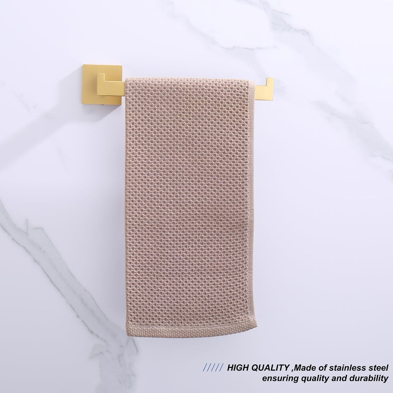 TASTOS Premium Stainless Steel Hand Towel Holder  Square Hand Towel Ring Heavy Duty Wall Mounted Modern Hand Towel Bar for Bathroom Kitchen  Brushed Gold - Image 4