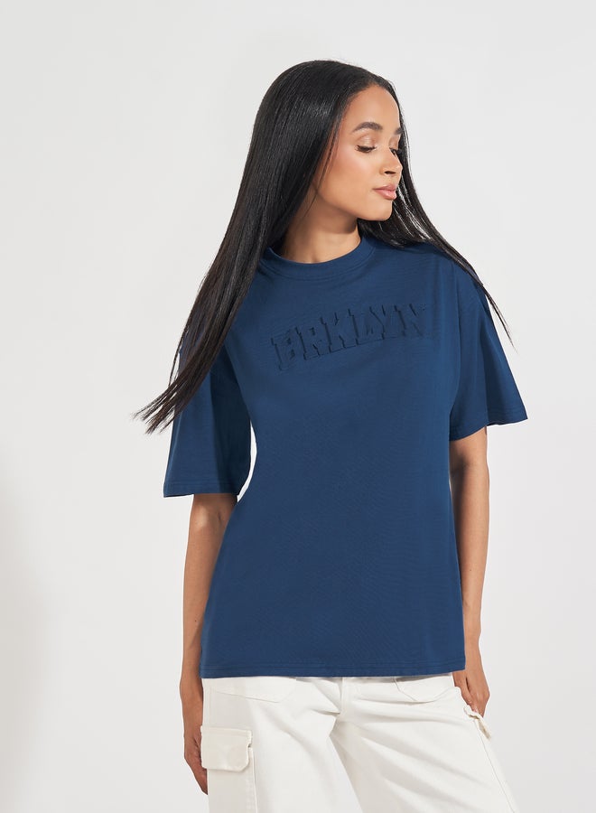 Styli Styli Oversized Embossed Print Cotton Jersey T-Shirt - Image 5