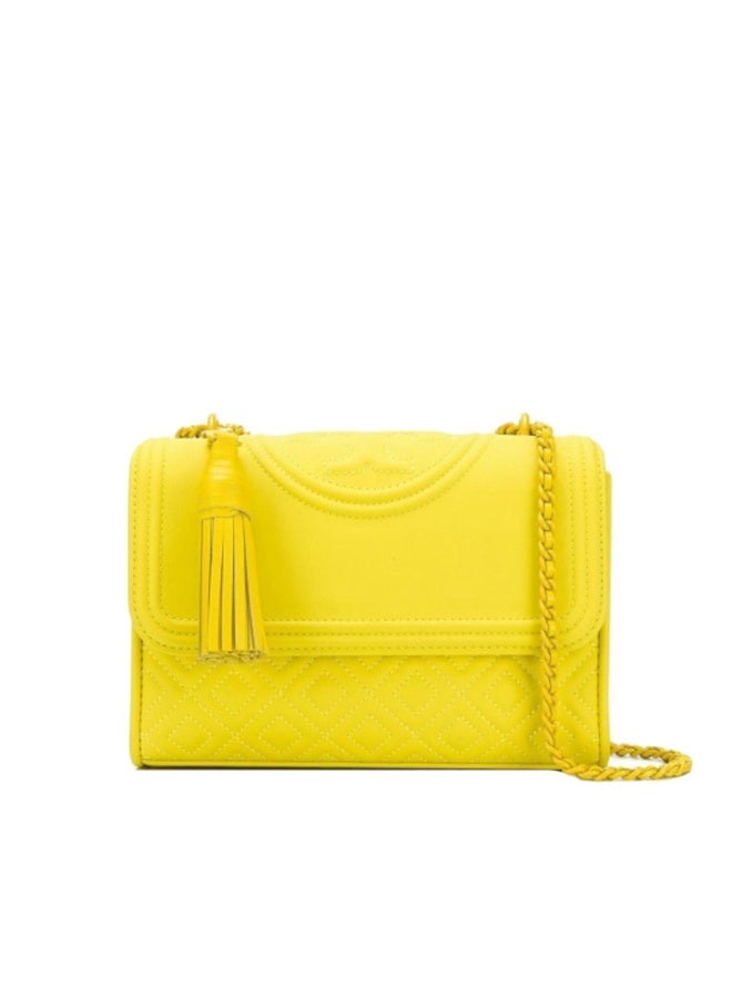 Tory Burch Fleming Small Mate Convertible Yellow Orchid - Image 1