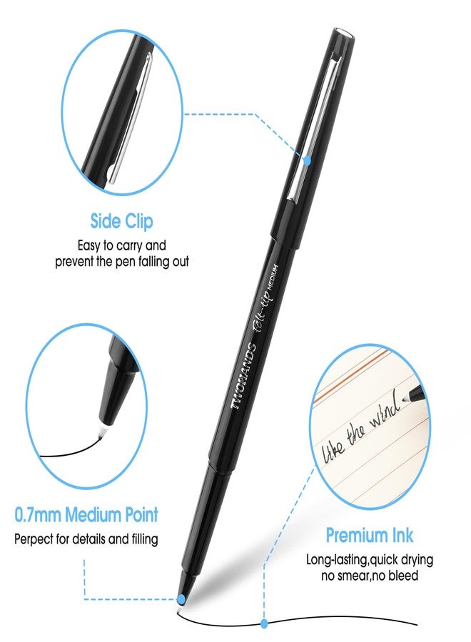 TWOHANDS Felt Tip Pens Fine Point Marker Pens,Black Fineliners,Medium Point(0.7mm),Journaling, Note Taking,Writing Markers,Fast Dry,12 count, 22011 - Image 3