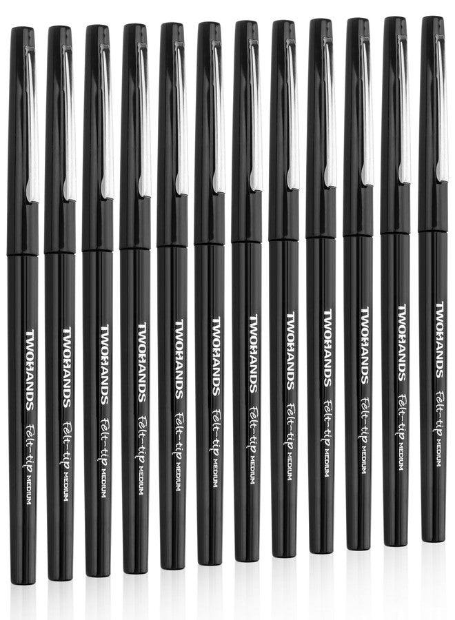 TWOHANDS Felt Tip Pens Fine Point Marker Pens,Black Fineliners,Medium Point(0.7mm),Journaling, Note Taking,Writing Markers,Fast Dry,12 count, 22011 - Image 1