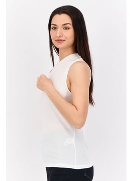BANANA REPUBLIC Women Asymmetrical Neck One Shoulder Sleeves Plain Top, Off White  - Image 3