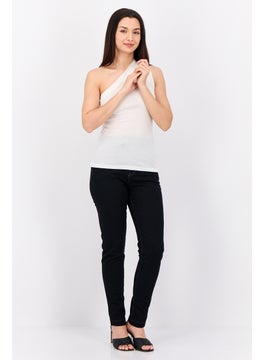 BANANA REPUBLIC Women Asymmetrical Neck One Shoulder Sleeves Plain Top, Off White  - Image 4