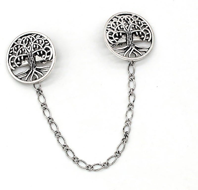 Alloy sweater chain clip, fashion cardigan brooch, clothing fixing buckle, retro sweater shawl clip, elegant clothing accessories [Tree of Life] - Image 3