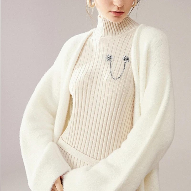 Alloy sweater chain clip, fashion cardigan brooch, clothing fixing buckle, retro sweater shawl clip, elegant clothing accessories [Tree of Life] - Image 2