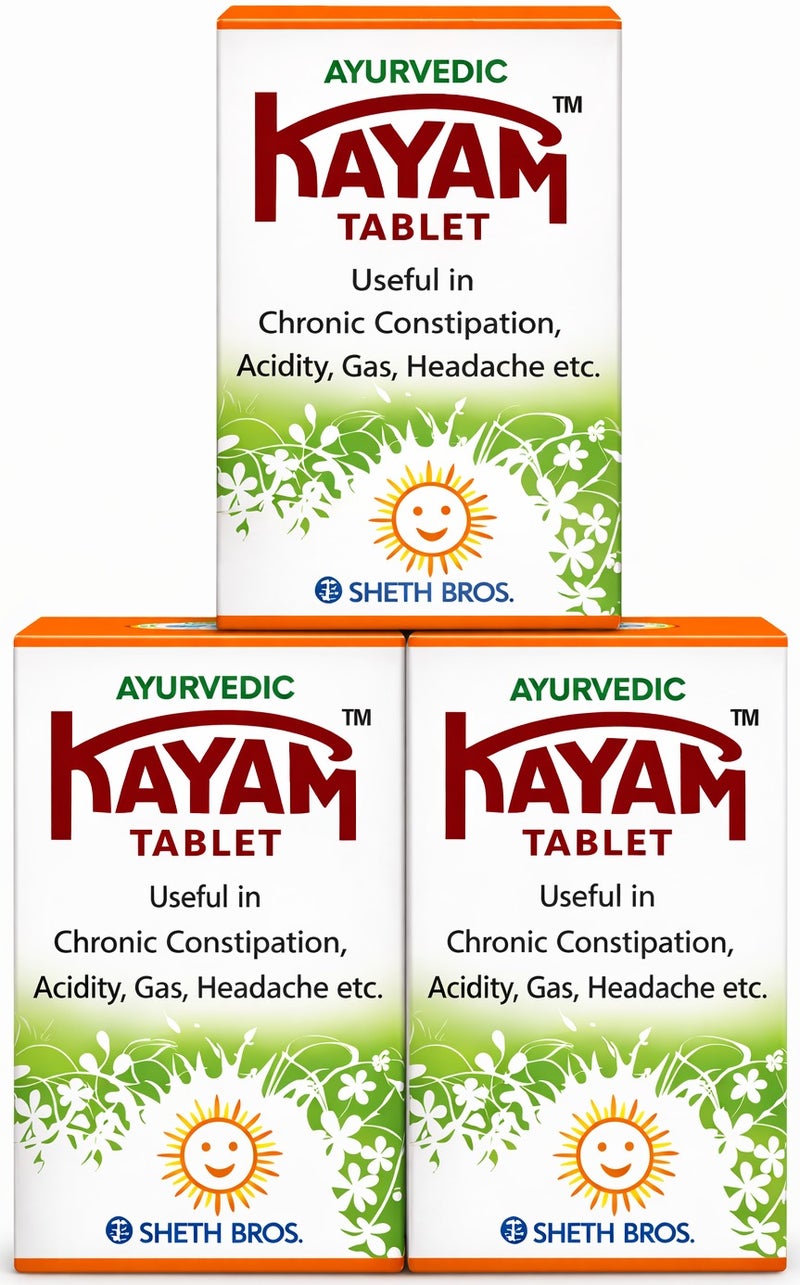 Kayam Tablet Pack of 3 (30 Tablets Each) Ayurvedic Herbal Laxative for Constipation, Acidity & Gas Relief | Digestive Support - Image 1