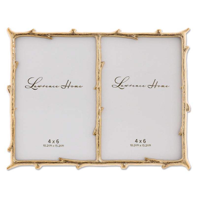 Lawrence Frames Metal Frame, Branch Design, Gold, 4x6 Double