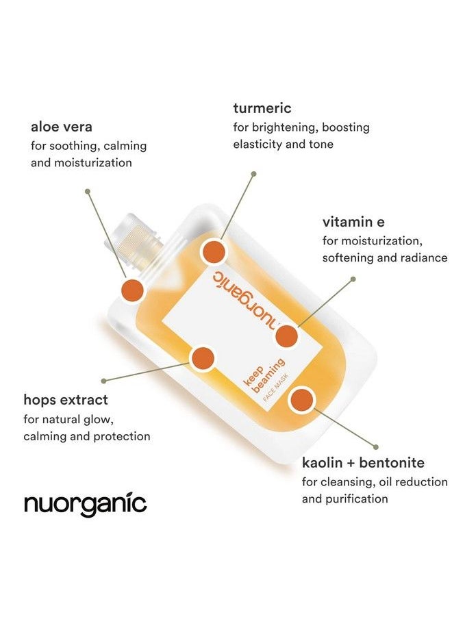 NuOrganic Cosmetics - Nuorganic Turmeric Face Mask With Kaolin Clay Green Tea & Aloe Vera Soothe Clear & Brighten Perfect For Acne Or Troubled Skin Vegan Natural & Organic Ingredients 4.2 Fl. Oz - Image 1