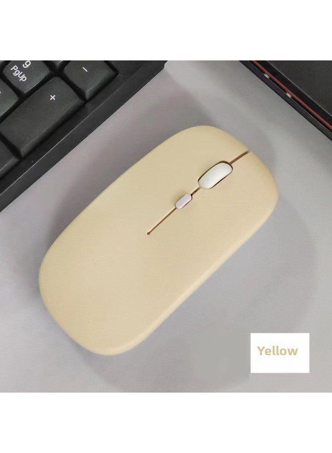 Direct Single Bluetooth High Color Value Morandi Girls Portable Mute Mouse Tablet-Color:Rechargeable Version Single Bluetooth Lemon Yellow Bare Metal - Image 1