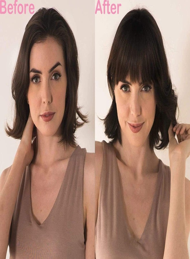 BLUSHIA Double Clip in Bangs- Synthetic Hair Bangs Clip in Hair Extensions Wispy Bangs Clip On Air Bangs for Girls & Women Fringe With Temples Hairpieces, Brown (Pack of 1) - Image 5