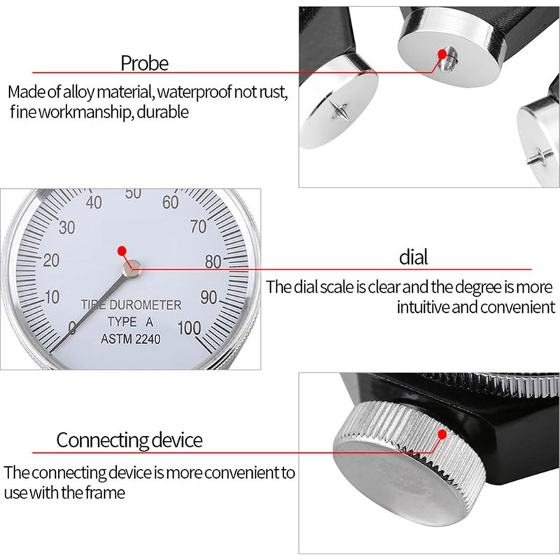 Hilitand Rubber Hardness Tester, Shore Type A/O/D Rubber Tire Durometer Hardness Tester Meter 0-100 HA (A Type) - Image 3