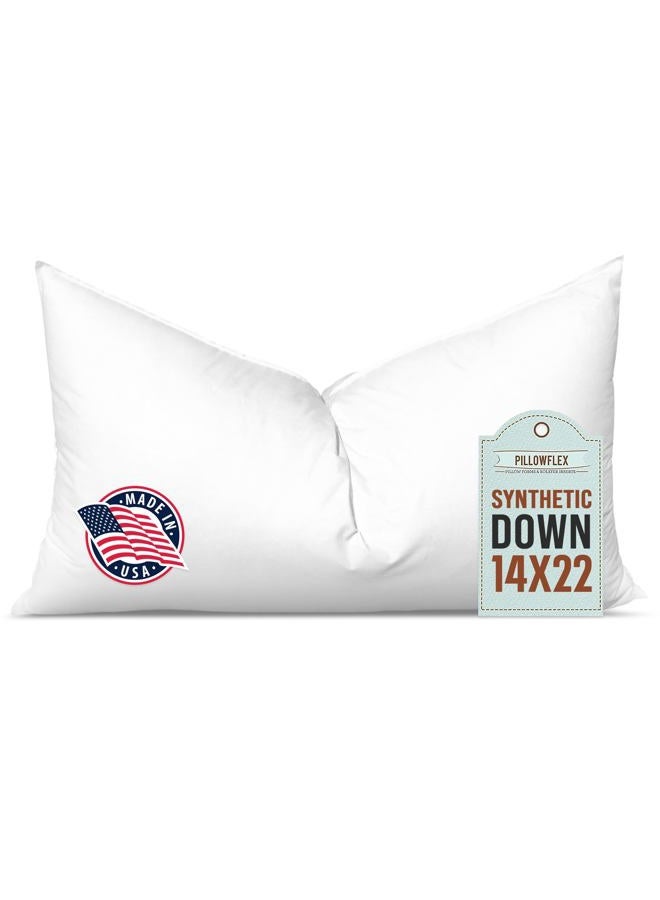 PILLOWFLEX Synthetic Down Insert - 14x22 Lumbar Alternative for Sham - Back, Travel Size, Neck Support - Polyester Decorative Form - Image 1