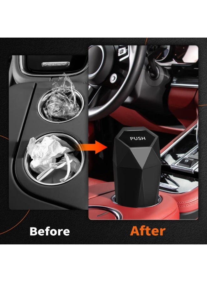 HALAMODO Car Trash Can with Lid , Car Accessories for Interior, Multipurpose Organizers and Storage for Car ,Home, Office, Black - Image 2