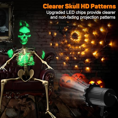 Beforalla Halloween Projector Lights Outdoor,2025 Upgraded 3D Dynamic Skull Ghost Decorations Light,Clearer Skull HD Patterns,Night Light for Home Window Wall Halloween Decor - Image 2