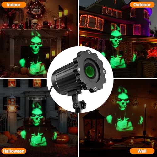 Beforalla Halloween Projector Lights Outdoor,2025 Upgraded 3D Dynamic Skull Ghost Decorations Light,Clearer Skull HD Patterns,Night Light for Home Window Wall Halloween Decor - Image 5