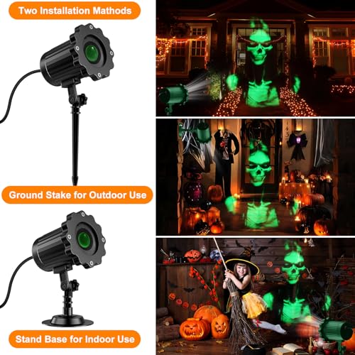 Beforalla Halloween Projector Lights Outdoor,2025 Upgraded 3D Dynamic Skull Ghost Decorations Light,Clearer Skull HD Patterns,Night Light for Home Window Wall Halloween Decor - Image 4