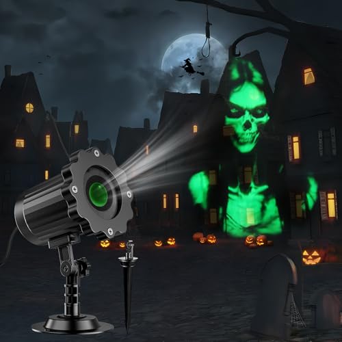 Beforalla Halloween Projector Lights Outdoor,2025 Upgraded 3D Dynamic Skull Ghost Decorations Light,Clearer Skull HD Patterns,Night Light for Home Window Wall Halloween Decor - Image 1
