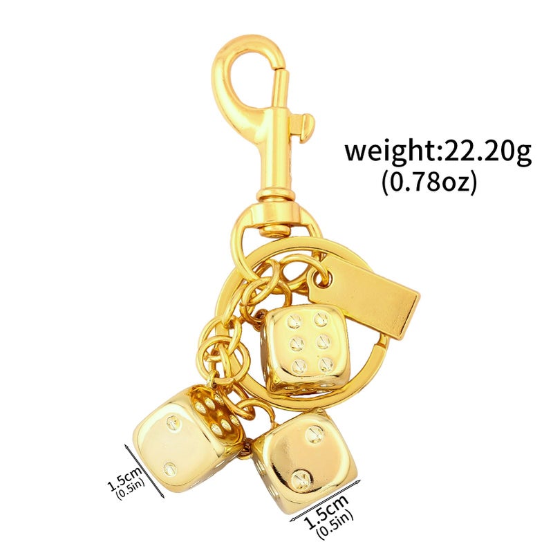 SORGERLY Gold Dice Bag Charm Keychain - Metal Key Chain Purse Handbag Accessories - Lucky Gifts for Women Men (Gold dice) - Image 5