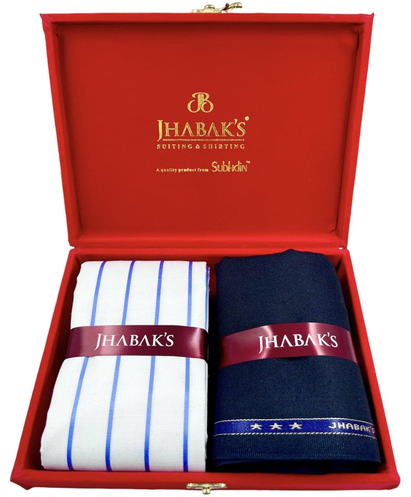 JHABAK'S Unstitched Premium Strip Cotton Blend Shirt & Trouser Fabric - 2.35 m Shirt Cloth - 1.30 m Pant Piece - Image 2