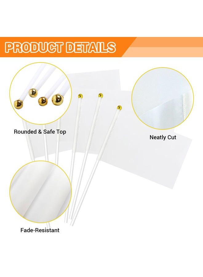 mflagperft White Flag, White Blank Flags to Decorate Mini Small Flags on Sticks for Crafts, DIY Projects, Parties Decor, and Custom Flag Making - Image 3