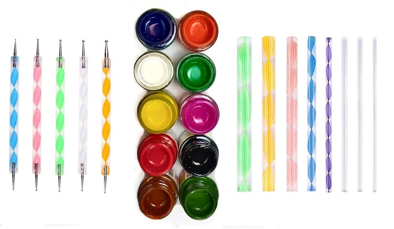 Definite Art Mandala Colors with Mandala Tools Kit for Dot Art for Hooby Work (Pack of 10 Colors & 15 Mandala Dot Tools) - Image 1