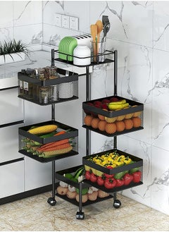 RollsTimi  5 Tier 360° Square Rotating Storage Rack For Kitchen,Multifunctional Household Kitchen Vegetable Storage Rack,Fruit Basket For Bedroom,Bathroom,Office Storage  - Image 1