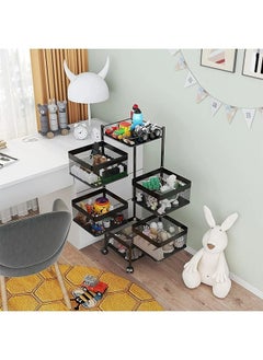 RollsTimi  5 Tier 360° Square Rotating Storage Rack For Kitchen,Multifunctional Household Kitchen Vegetable Storage Rack,Fruit Basket For Bedroom,Bathroom,Office Storage  - Image 3