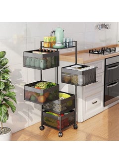 RollsTimi  5 Tier 360° Square Rotating Storage Rack For Kitchen,Multifunctional Household Kitchen Vegetable Storage Rack,Fruit Basket For Bedroom,Bathroom,Office Storage  - Image 2
