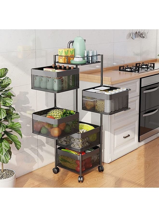 RollsTimi  - 5 Tier 360° Square Rotating Storage Rack For Kitchen,Multifunctional Household Kitchen Vegetable Storage Rack,Fruit Basket For Bedroom,Bathroom,Office Storage - Image 1