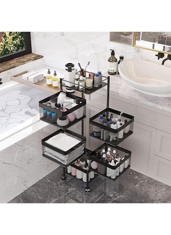 RollsTimi  - 5 Tier 360° Square Rotating Storage Rack For Kitchen,Multifunctional Household Kitchen Vegetable Storage Rack,Fruit Basket For Bedroom,Bathroom,Office Storage - Image 1