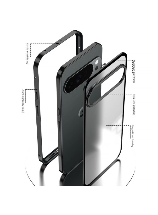 general Case Compatible with Google Pixel 10 Pro XL Case, Aluminium Alloy Metal Frame Matte Frosted Translucent Back Cover Anti-Drop Shockproof Protective Shell Cover - Image 3