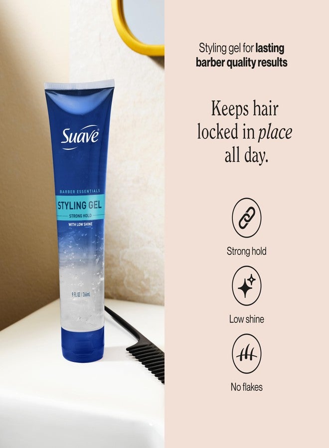 Suave Barber Essentials Styling Gel for Men, Strong Hold and Low Shine, No Flakes, Barber-Quality Results, 9 oz - Image 2