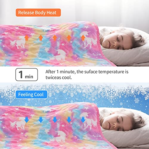 SALIMAH Cooling Blanket for Hot Sleepers,Glow in The Dark Blanket Unicorns Gifts for Girls,Girls Toys for 1-10 Year Old Girl Gifts,Q-Max>0.4 Arc-Chill Cooling Fiber,Soft Blankets for Boy Girl,50x60In - Image 3